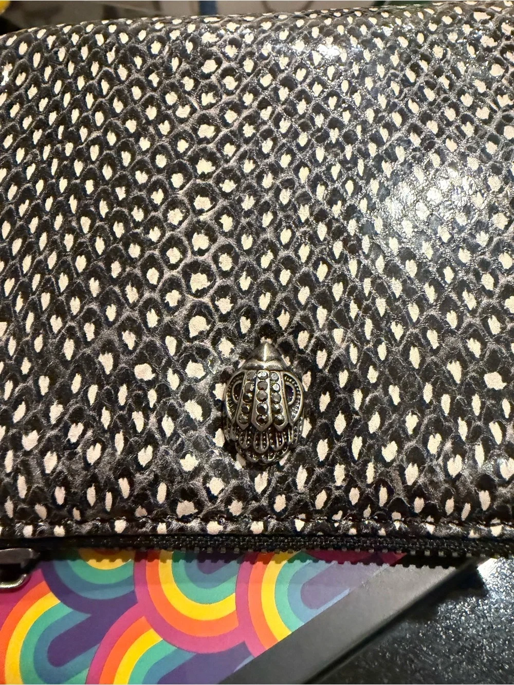 Kurt Geiger Wallet BLK/White Mini Pursue Kensington Leather Wallet NWT